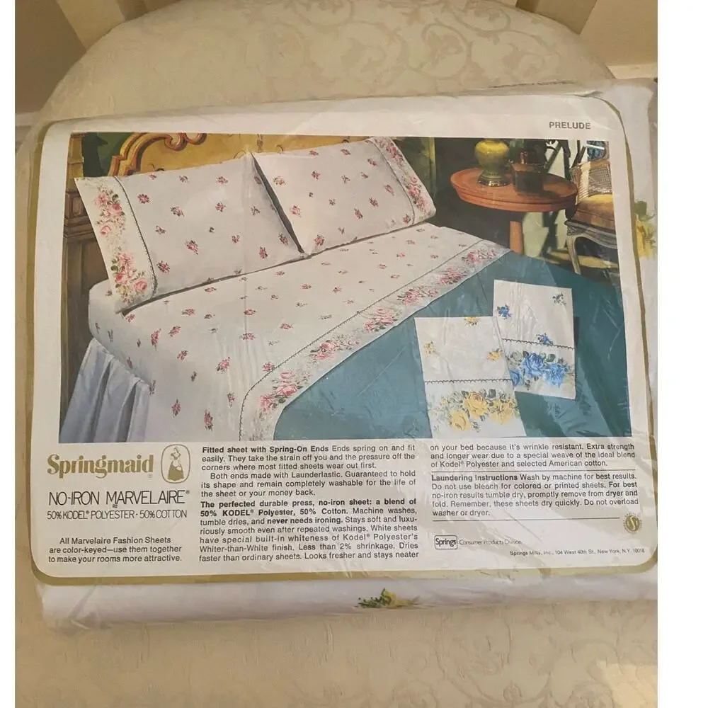 Vintage 70s Springmaid Queen flat sheet NWT